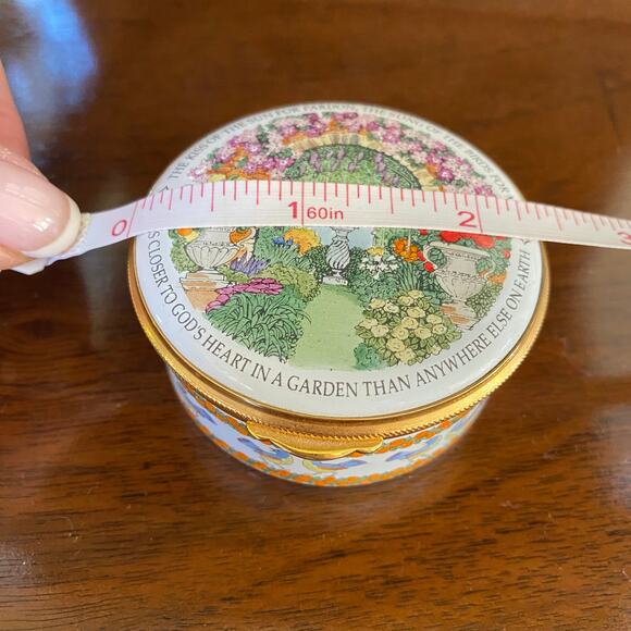 Staffordshire Enamels England God's Garden Floral Trinket Pill Box Vintage - Picture 12 of 14